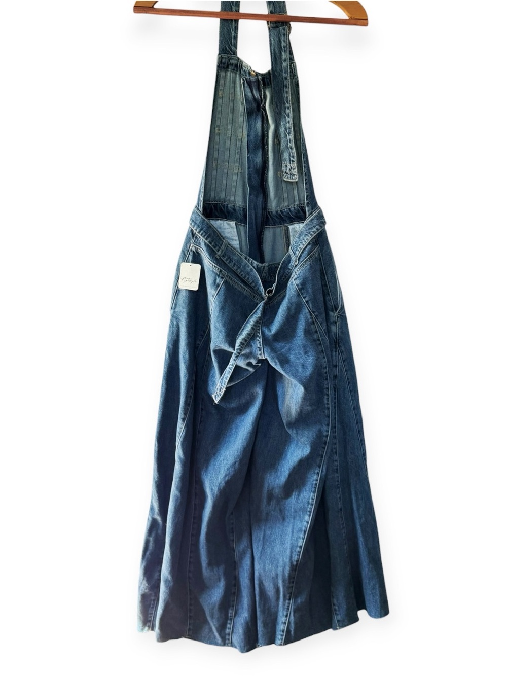 Free People We The Free Vista Apron Denim Jumpsuit Wide Leg Halter Boho | 27 - Picture 5 of 13